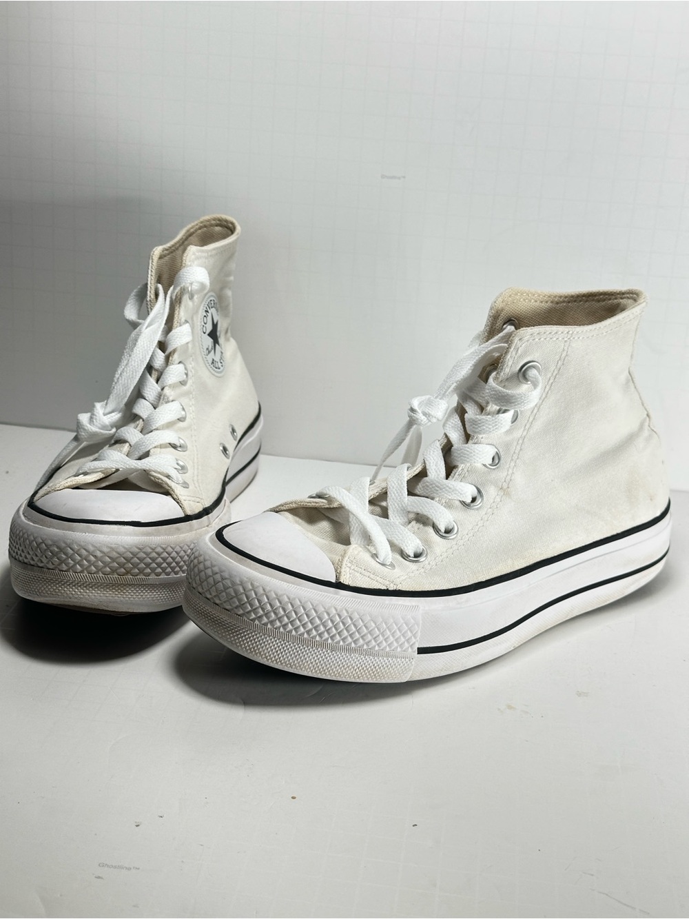 Converse White High Top Platform Sneakers